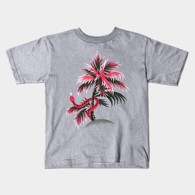 Snake Palms - Light Vintage Coral Kids T-Shirt by andreaalice